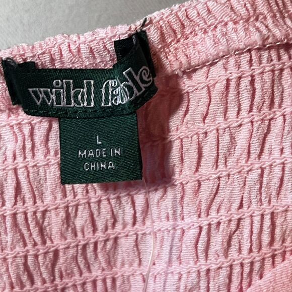 Lace Long Sleeve Crop Top Shirred Back, Wild Fable, Light Pink Large - Picture 7 of 7